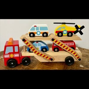 Wooden Car and Trailer Set